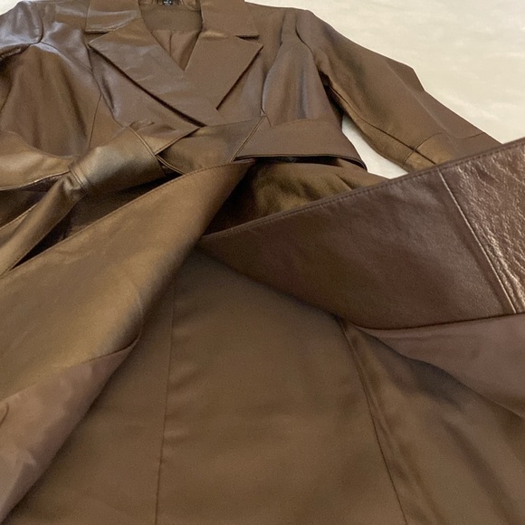 EUC Vintage Stunning Bronze Leather Trench Coat Blazer🌸Pristine Condition Sz 10 - Picture 5 of 15